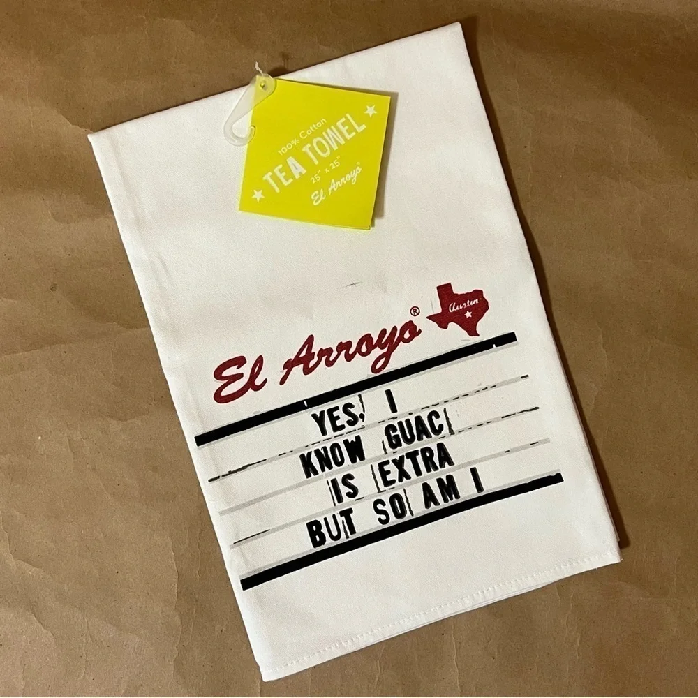 El Arroyo | NWT Guac Is Extra So Am I Marquee Sign Pun Funny Kitchen Tea Towel